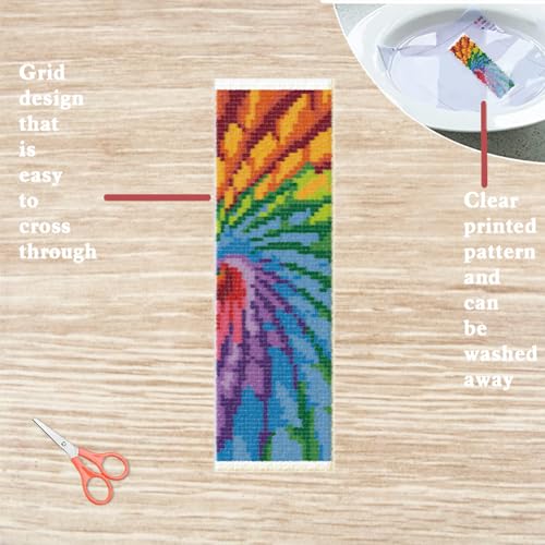 FREEBLOSS 6 Set Cross Stitch Bookmark Kits Radial Pattern 8x2.4'' 11CT - style: Radiant flowers