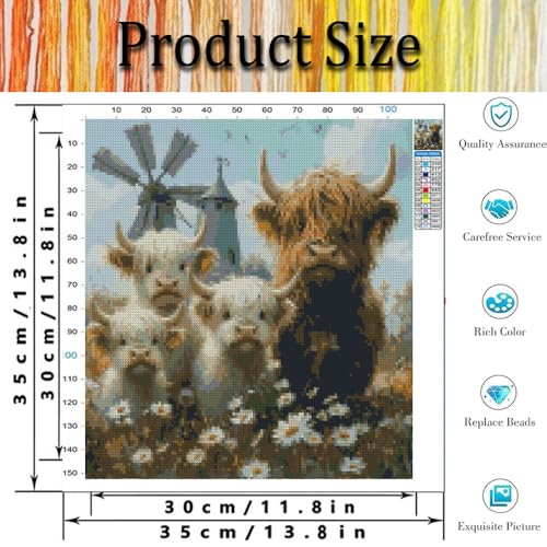 Tiwabb Highland Cattle Stamped Cross Stitch Kits for Adults Beginners - color: Highland Cattle