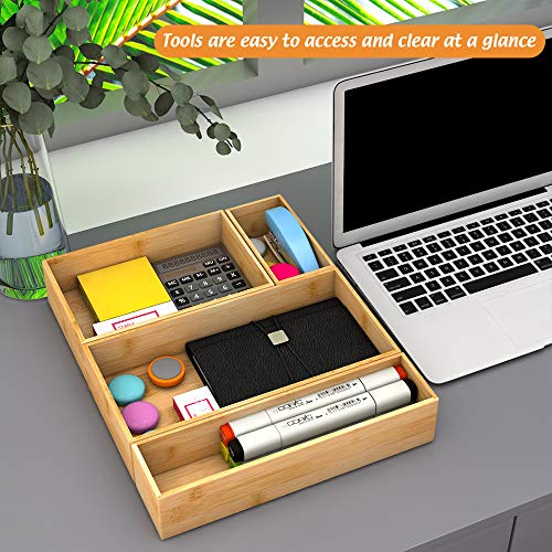 Bamboo Kitchen Drawer Organizer 12"x 6", Storage Box for Utensil Organizer - color: Bamboo, size: 12*6*2.5 inch