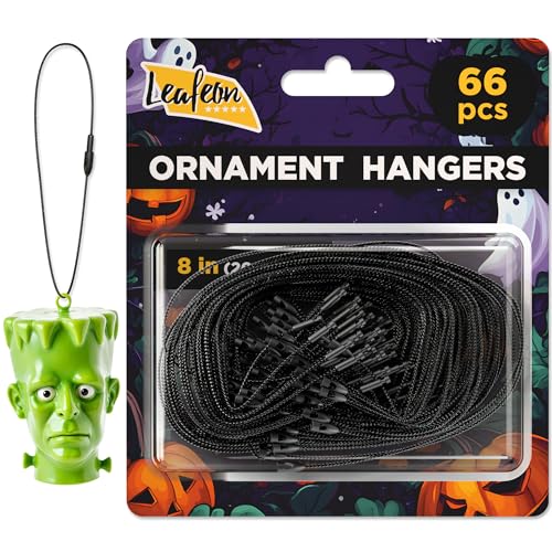 Ornament Hooks for Christmas Tree Decorations 66 pcs – Black Durable Ornament Hangers – Christmas Ornament Tree Hooks - Black Ornament String with Snap - color: 66 Pcs Black