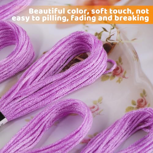 14 Skeins Embroidery Thread, Cotton Purple Embroidery Yarn Floss - color: Purple