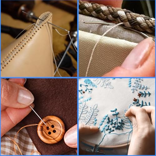 14PCS Hand Sewing Needles Kit, Heavy Duty Large Eye Leather Needle