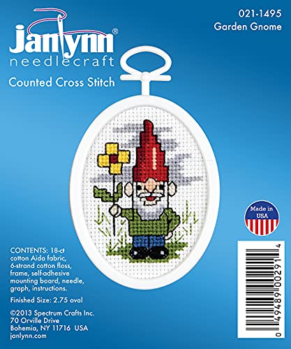 Tobin Janlynn Mini Cross Stitch Kit 2.75" Oval-Gnome (18 Count)