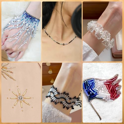 SONGIN 8640Pcs Glass Bugle Beads Kit, 2 * 7mm Tube Beads, Silverlined & Iridescent Craft Bead, 48 Colors Long Tube Bead for Jewelry Making, Embroidery, Crafts & DIY Projects - color: Colorful 01