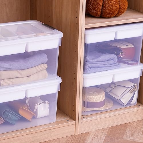 Citylife 32QT 4Packs Clear Craft Organizers and Storage Box with Tray - size: 32 Qt- 4 Pack