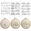 Water Soluble Embroidery Patterns Stabilizers, 3 Sheets 50 Pcs Floral Stick and Stitch Embroidery Papers Wash Away, Pre-Printed Boho Floral Pattern Transfers for Hand Sewing Lovers Beginners - size: Boho Floral