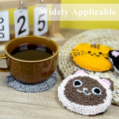 Morledoa Punch Needle Coasters Kit, Cat Punch Needle Kits Adults Beginner
