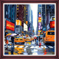 Funchey Counted Cross Stitch Kits for Adults Needlepoint Kits Unprinted Cross Stitching Embroidery Kit 11CT Cross Stitch Supplies-New York's Bustling Streets 18x18 inch - color: ArtsKits08