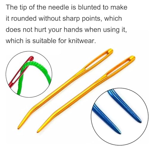 8 Pcs Yarn Darning Tapestry Needles—Stainless Steel Bent Tip Sewing Needle,Large Eye Tapestry Needles with Storage Box