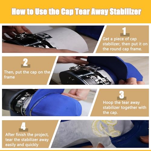 New brothread Caps and Hats Tearaway Embroidery Stabilizer -4" x 8" 125Pcs - size: 4"x 8" 125sheets