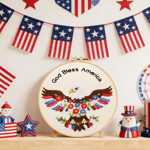 Nuberlic Embroidery Kits for Beginner Adults,God Bless - color: OWL