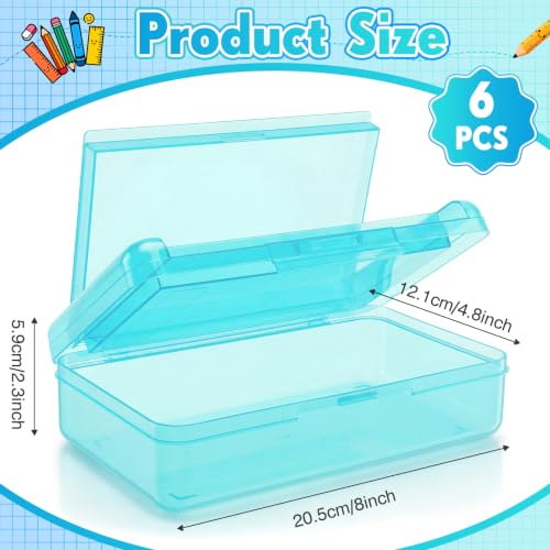 Blulu 6 Pack Double Layer Pencil Boxes Large Capacity,Teal - color: Teal