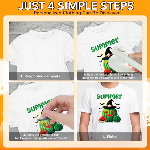 24Pcs Summer Halloween DTF Transfers Ready to Press, Spooky Summer Ghost Skeleton Pumpkin Heat Transfer Designs for T Shirts, Tote Bags, Pillows, DIY Clothing and Craft Projects - color: Summer Halloween