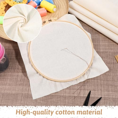 10 PCS Embroidery Fabric, 9.8 × 9.8 Inch Pre-Cut Beige Fabric Squares, Beige Cotton and Linen Embroidery Cloth for Garment Craft,