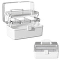 Large 3-Layer Craft Storage Box with Handle, White - color: White