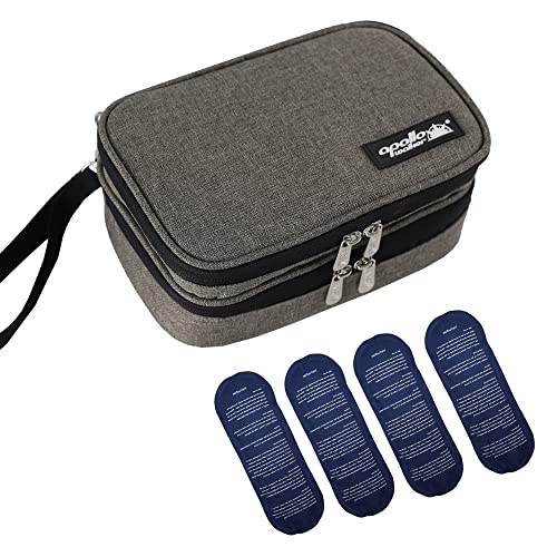 apollo walker Insulin Cooler Travel Case with Ice Packs and Insulation - color: Gray, size: Medium