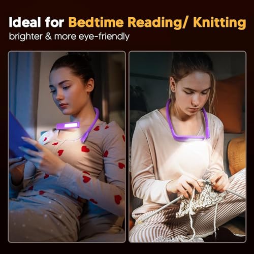 Reading Light, 3 Colors Stepless Dimming Neck Light, Book Lamp - color: Dark Purple