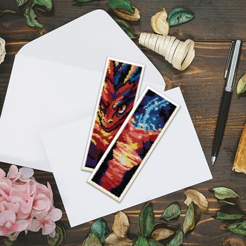 ACRNIGHEET 6 PCS Cross Stitch Bookmark Kit DIY Bookmarks Cross Stitch Kits Stamped Embroidery Bookmarks for Adults Beginners Fantasy Pattern Bookmarks with Instructions Hand Craft Gift, 7.87''x2.36'' - style: Classic