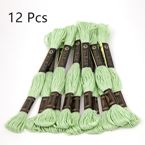 12 Skeins Embroidery Cotton Floss of 9yds for DIY Embroidery, Cream - color: Cream