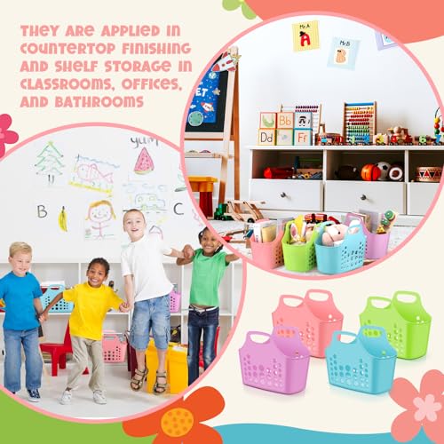 Nuogo 20 Pack Plastic Baskets with Handles Portable Caddy, Multicolor - color: Multicolor