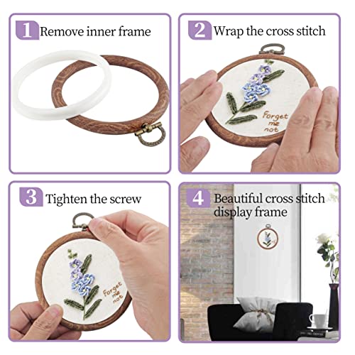 Piutouyar 3 Pcs 3 Sizes Embroidery Hoop Set, Imitated Wood Display Frame - style: 3 Pieces (4"+6.7"+8.4")
