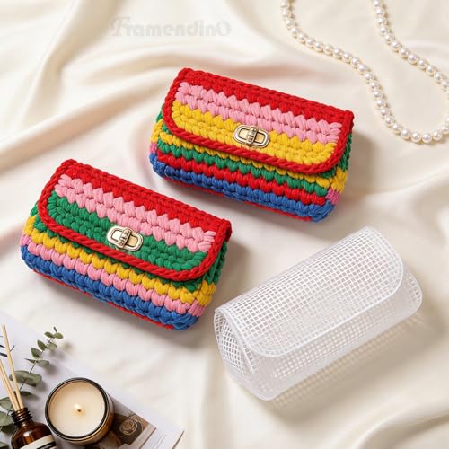 Framendino, 6 Pack Plastic Mesh Canvas Sheets Clear Blank Embroidery Tools for Crochet Bag Making
