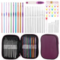 MECHEER Crochet Kits 54 Pack, Crochet Hook Set Knitting Kit for Beginners, Ergonomic Crochet Hooks Kit with Storage Case, Knitting Needles, Hand Craft Crocheting Supplies for Crocheters - color: Dark Purple