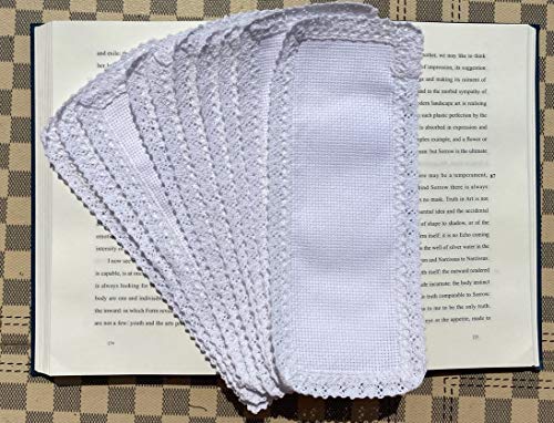 20 Pieces of Book Marker Cross Stitch，net 30x105 aida 100% Cotton 14ct aida with Cotton lace Edge,DIY Blank Book Marker,lace Cross Stitch Book Markers
