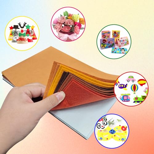 Jtnohx Felt for Crafts, 16 Pcs Felt Fabric, 7"×11.3" Stiff Felt Sheets, Craft Felt Square for Sewing (Brown White Black Series) - color: Brown Series