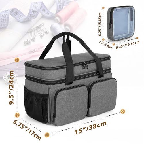 BAFASO Large Sewing Organizer Bag with an Individual Pouch, Gray - color: Gray