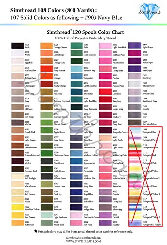 Simthread Embroidery Thread 800 Yards Snap Spools 108 Madeira Colors, Compatible with Brother Babylock Janome Singer Husqvarna Embroidery and Sewing Machine - color: Simthread 108 Colors