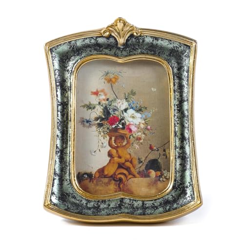 Vintage Picture Frame 2.5x3.5 Antique Ornate Photo Frame Tabletop and Wall Hanging, Decorative Retro Design Home Decor, Old-Fashioned Photo Gallery Art, Moss Agate Green - color: Moss Agate Green, size: 2.5x3.5