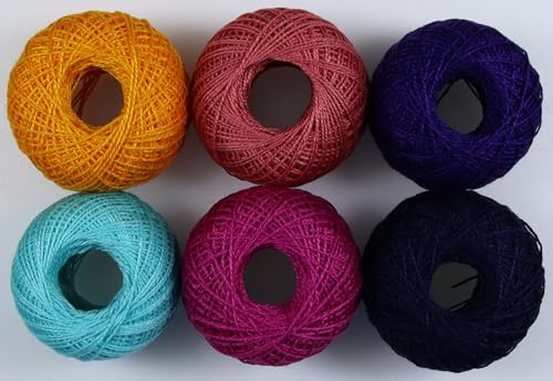 KCS Mercerized Pearl Cotton Thread Size 8 Crochet Needlework Embroidery Threads Ball (6, 19) - color: 19