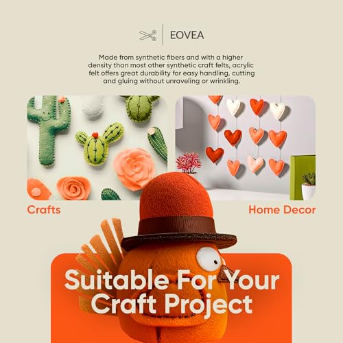 EOVEA | Acrylic Felt Fabric by The Yard | 72" Wide | 1.6mm Thick | Soft & Durable Non-Fraying Felt | for DIY Crafts, Sewing, Upholstery, Costumes & Padding(Orange, 1 Yard) - color: Orange, size: 1 Yard