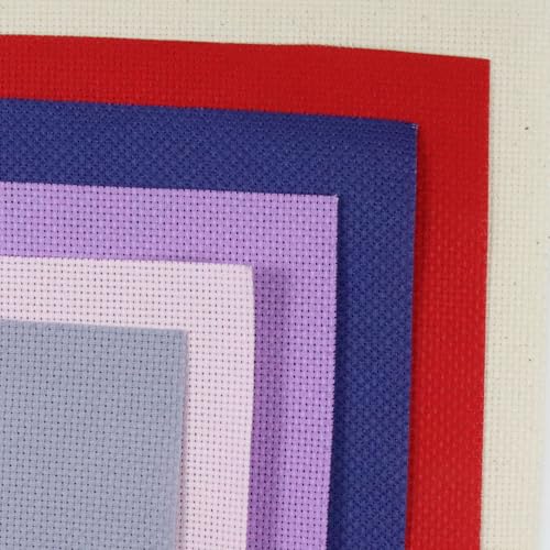 KCS 6 pc of 15" x 18" (38cmx45cm) Counted Cotton Aida Cloth Cross Stitch Fabric Rolled Box (16CT-J) - color: 16ct-j