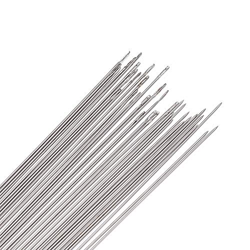 Craftdady Steel 50Pcs Steel Beading Needles 5.9 Inch Long Straight Thin Beading Embroidery Needles for Sewing Easy Threading Jewelry Making - size: 0.8mm thick, 150mm long