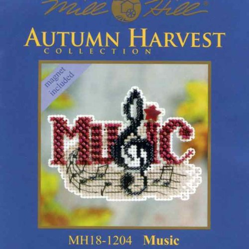Music Beaded Counted Cross Stitch Ornament Kit Mill Hill 2011 Autumn Harvest MH18-1204