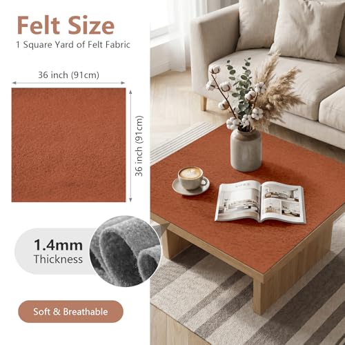 Coffee Soft Felt Sheet 36'' X 36'', 1.4mm Felt Fabric Sheet for Crafts - color: Coffee