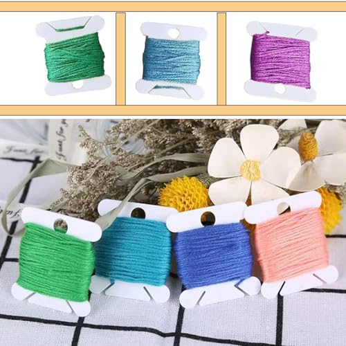 Luckkyme 230 Piece Plastic Floss Bobbins with Floss Winder for Craft DIY Embroidery Floss Organizer Cross-Stitch Thread Holder, White