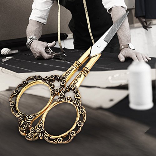 Antique Vintage Scissor Length 11cm/4.3in Cutting Embroidery Flower Pattern Scissors Sewing Tool Tailor European Needlework Household DIY Sewing Accessories (#3)