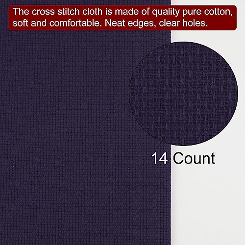 HARFINGTON 14 Count Cross Stitch Cloth Fabric 20 by 28 in Navy Blue - color: Navy Blue, size: 14 Count