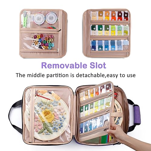 Large Embroidery Bag, Cross Stitch Organizer & Needlepoint Project Bag - color: Purple
