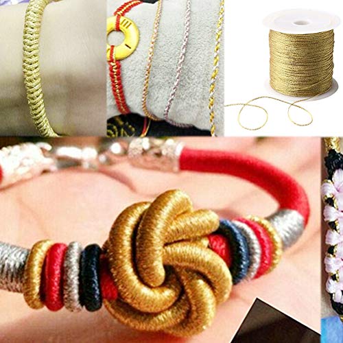 218 Yards/656 Feet Metallic Cord 2 Pcs Spool Metallic Thread - color: Gold+sliver