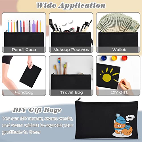ZeeDix Small Canvas Zipper Pouch for Makeup Pencil Travel Storage 8.3x5 In - color: Black, style: 36 Pcs