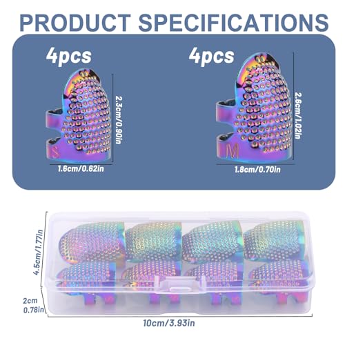 Yizzvb 8 Pcs Sewing Thimbles, 2 Sizes Metal Thimble Sewing Finger Protector - color: Metal Dazzle, size: 8 Pcs
