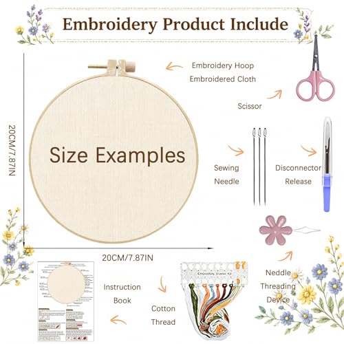ARTopet Embroidery Kit for Adults Beginners Flower DIY Craft Starter Set Cotton Needlepoint Set with 7.87In Hoop Threads Tools Perfect Gifts for Hobbyists to Create Wall Art-Bee - color: Bee
