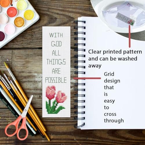 ORIGACH 6 Set Bible Verses Cross Stitch Bookmark Kit for Beginner - style: Bible Verses Cross Stitch Bookmark Kit