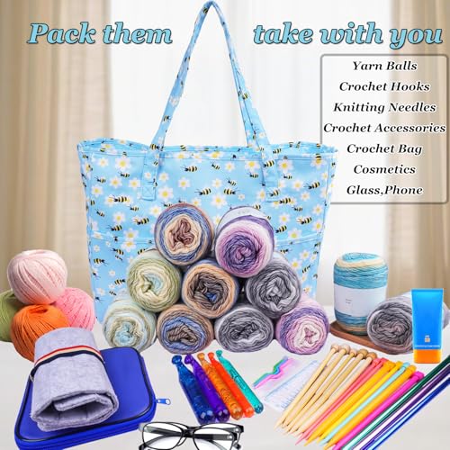 Hobekoee Crochet Bag Organizer Yarn Storage Organizer - color: Blue