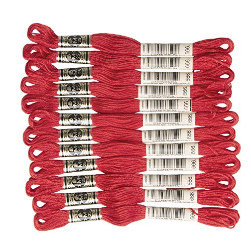 DMC 6-Strand Embroidery Cotton Floss, Bright Christmas Red - style: #666 Red