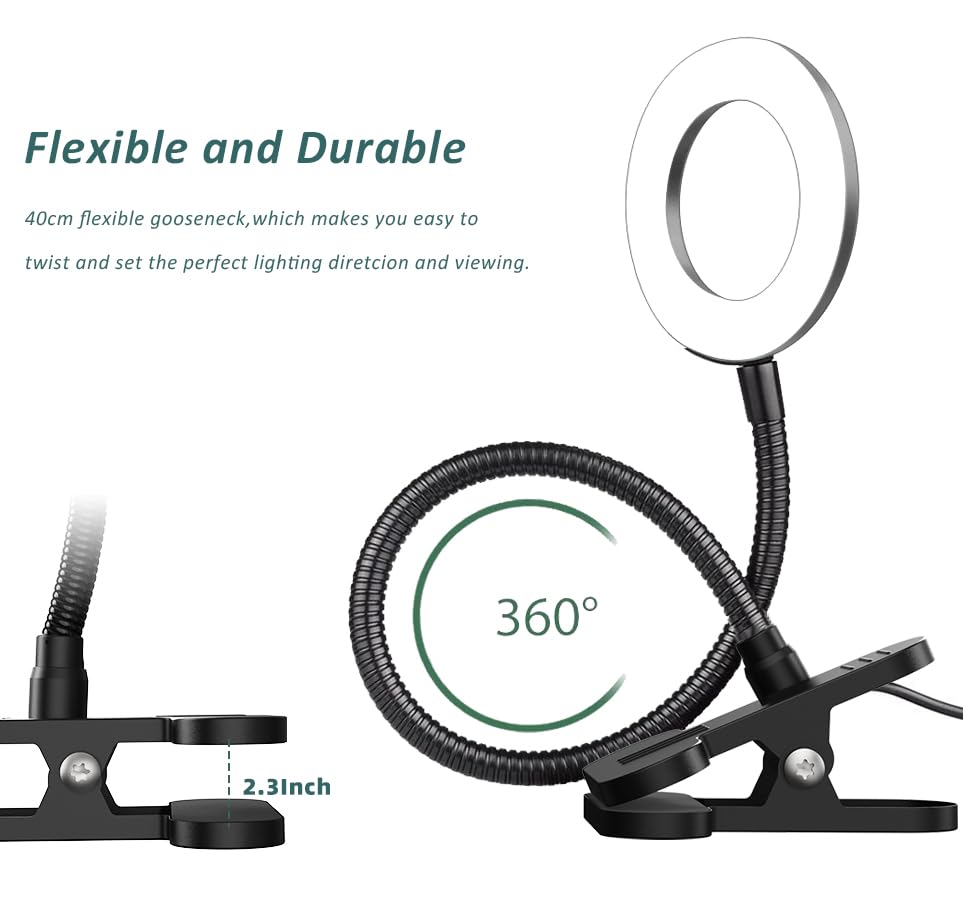 LED Desk Lamp with Clamp, 3 Color Modes, 10 Brightness